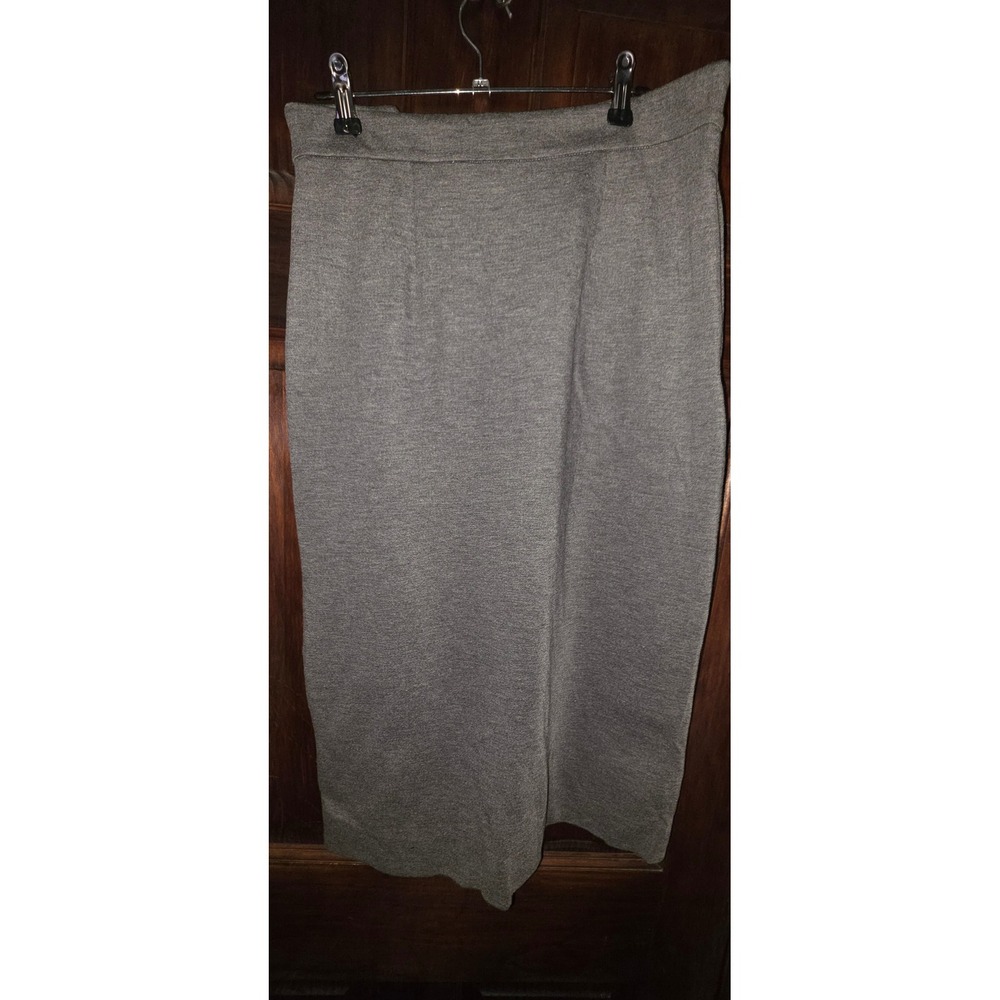 COS Gray Ponte Knit Midi Skirt Side Zipper Adjustable Slit Size 4 US Heather
